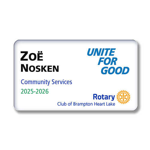 Rotary 2025-2026 Message -Small Acrylic Name Badge - 3-1/2